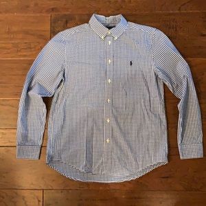 Polo Blue and white gingham long sleeve button down